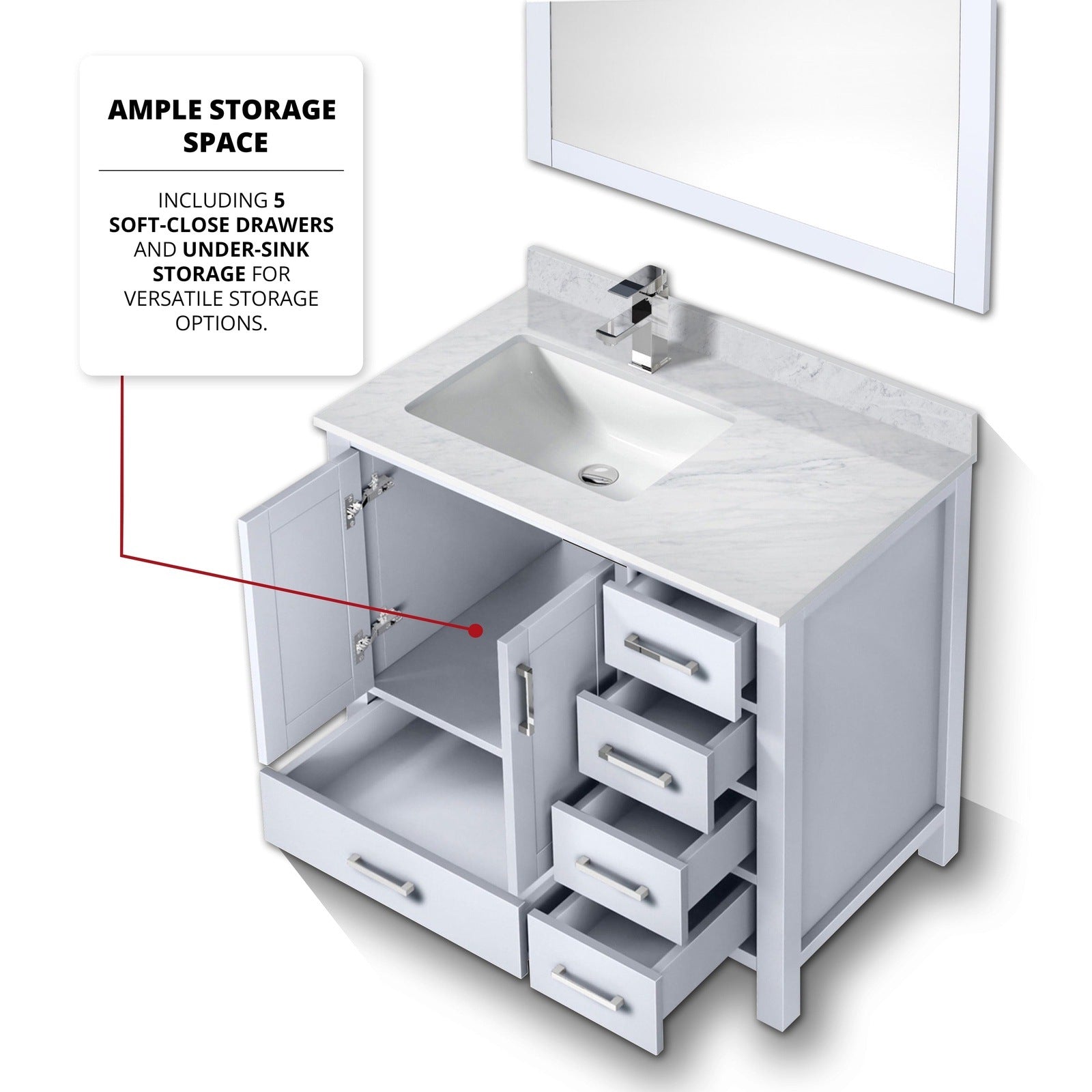 Jacques 36" x 22" Left Offset Bath Vanity - Backyard Provider