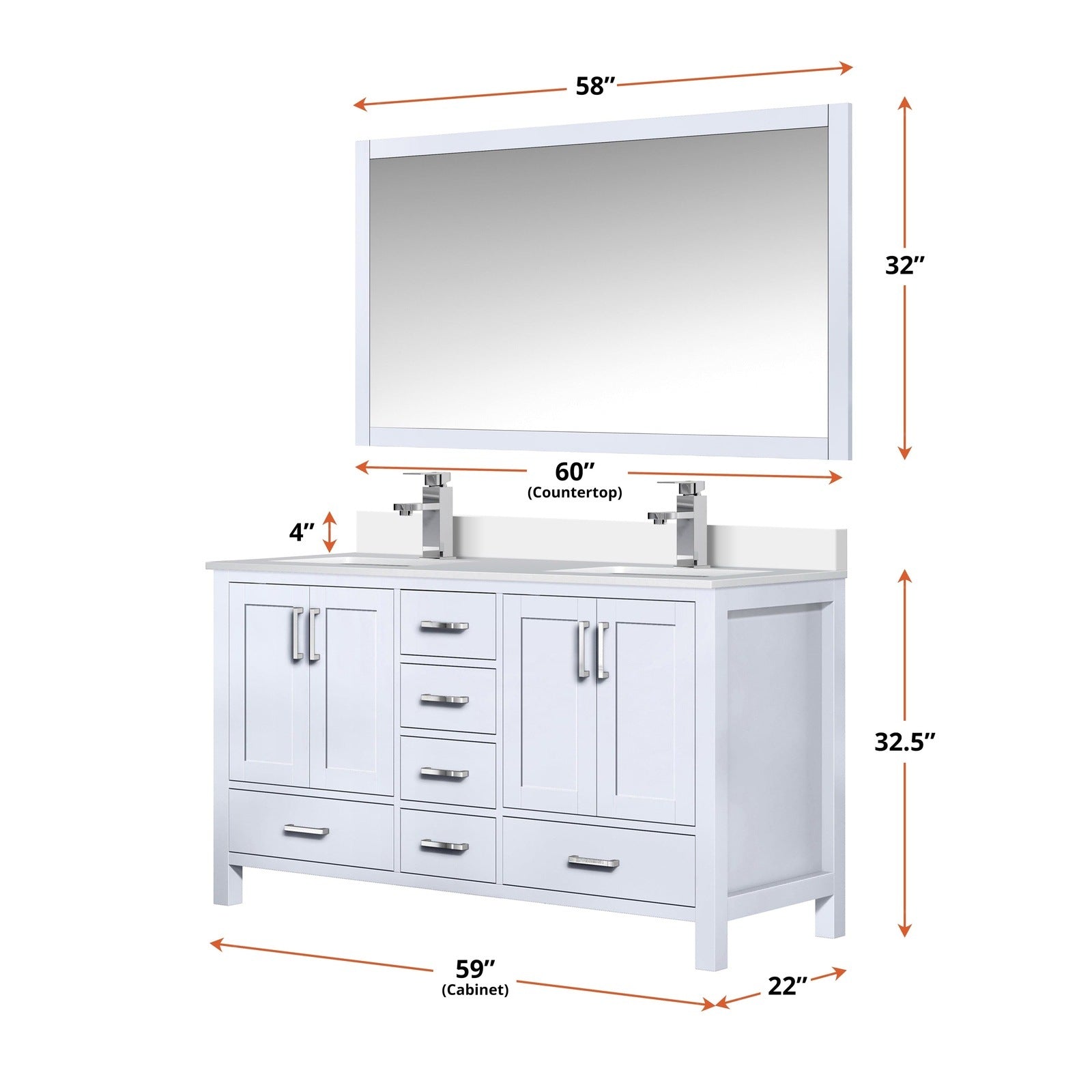 Jacques 60" x 22" Double Bath Vanity - Backyard Provider