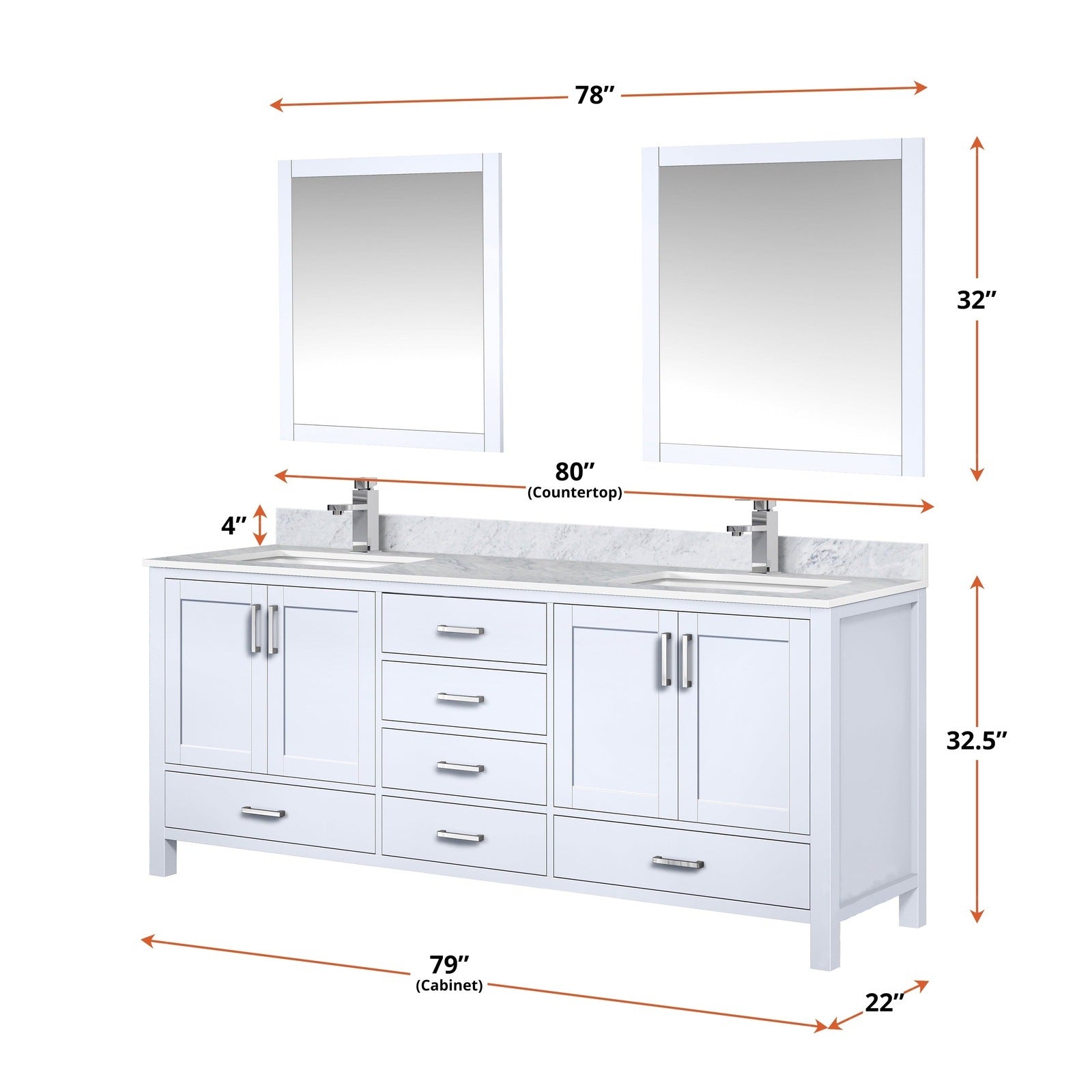 Jacques 80" x 22" Double Bath Vanity - Backyard Provider