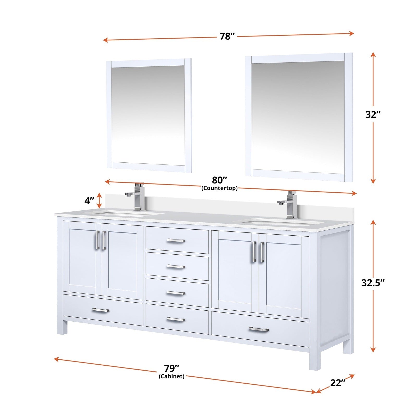 Jacques 80" x 22" Double Bath Vanity - Backyard Provider