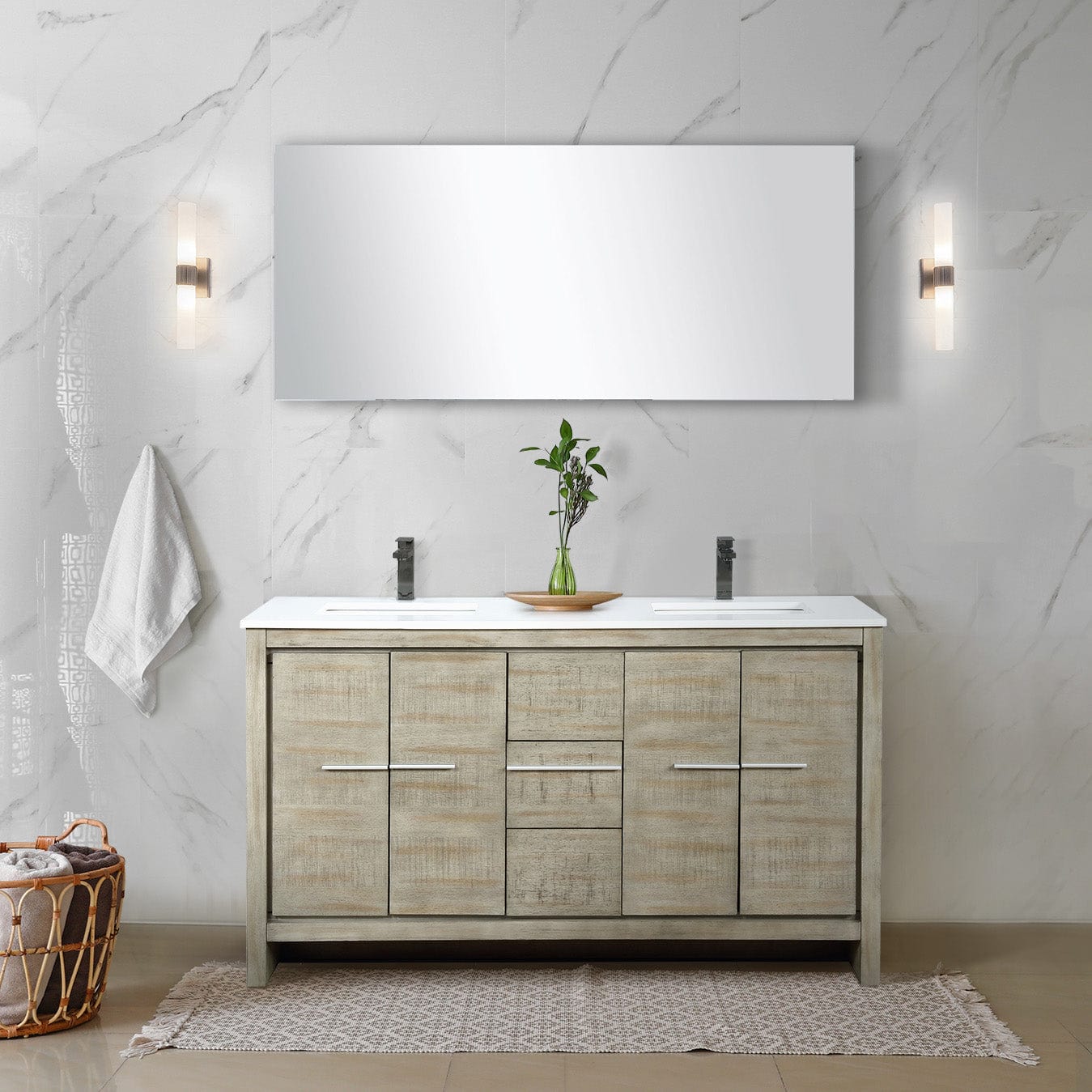 Lafarre 60" Rustic Acacia Double Bathroom Vanity - Backyard Provider