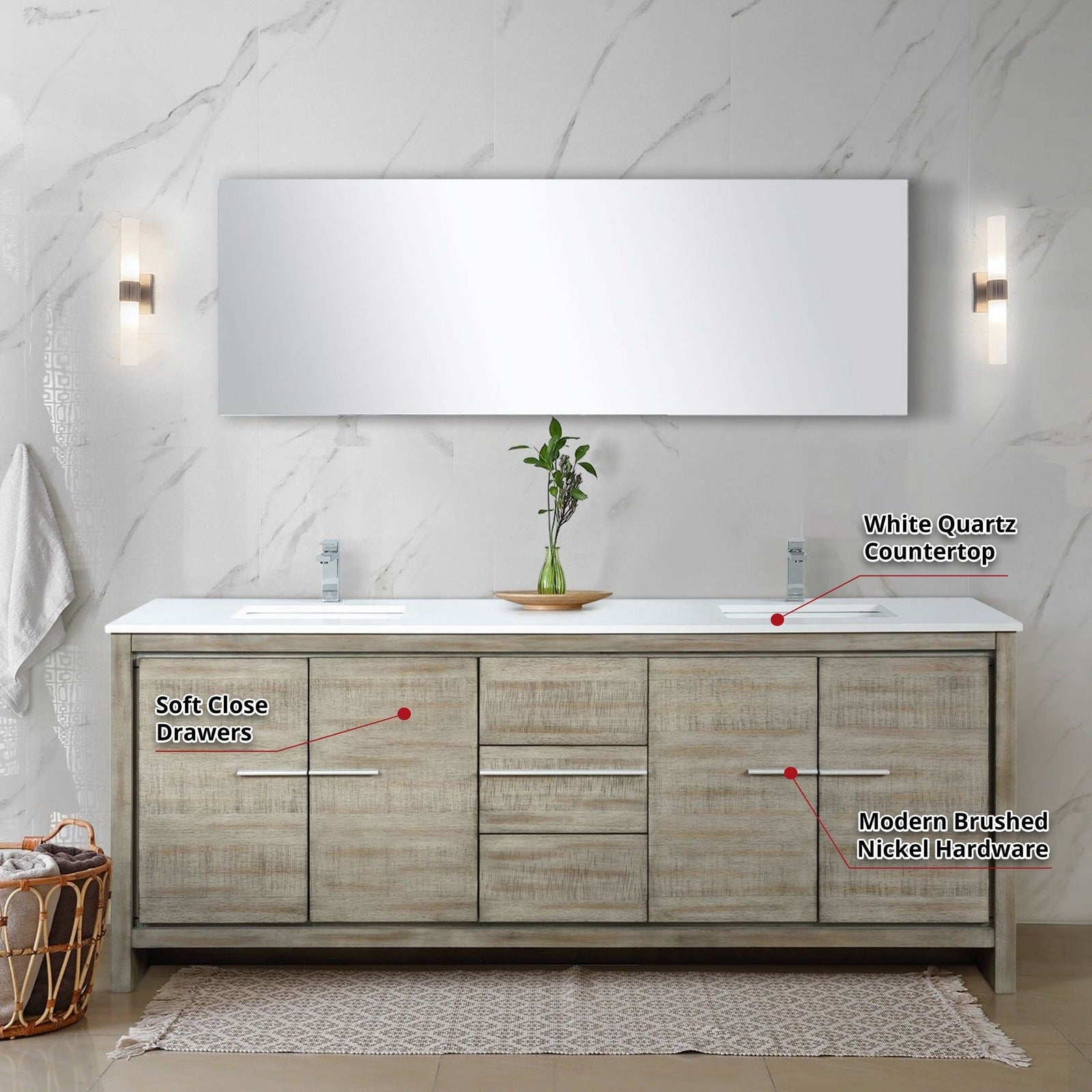 Lafarre 80" Rustic Acacia Double Bathroom Vanity - Backyard Provider