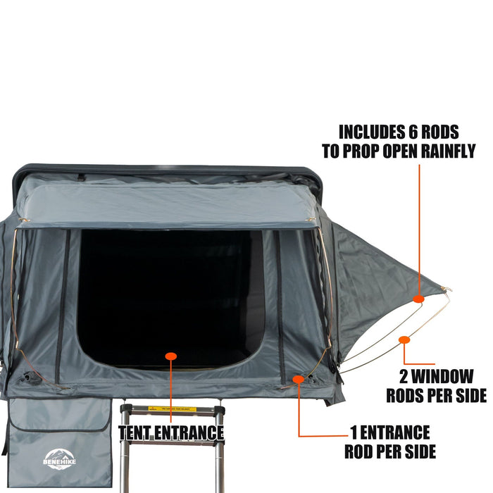 Benehike Bivvyy V2 Hard Shell Side Open Rooftop Tent, With Rainflys, 3 Person