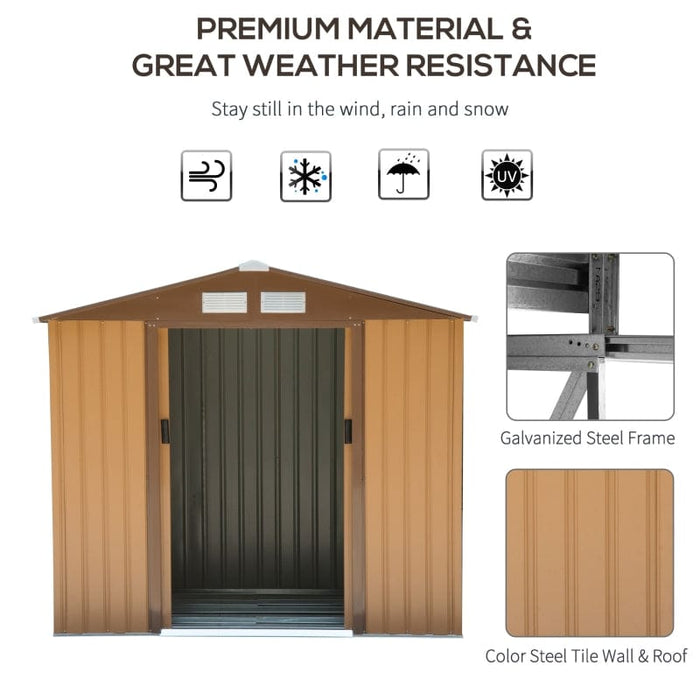 Outsunny 7' x 4' x 6' Steel Outdoor Shed Organizer - 845-030YL