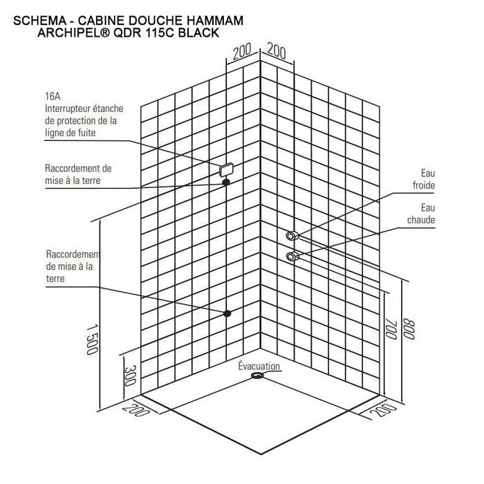 Sauna Hammam SHOWER CABIN HAMMAM DUO ARCHIPEL® QDR 115C BLACK - MK53016813