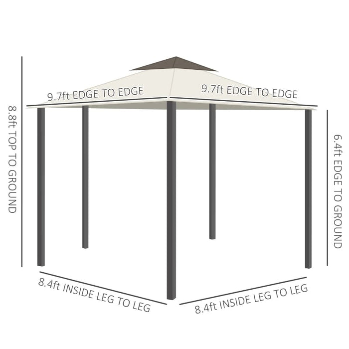 Outsunny 10' x 10' Patio Gazebo Outdoor Canopy Shelter with Double Tier Roof - 84C-344