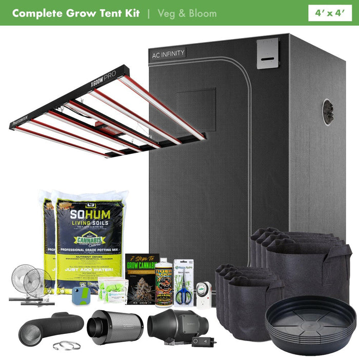 PhotonTek X 600 Pro + Happy Hydro AC Infinity 4' x 4' Complete Grow Kit