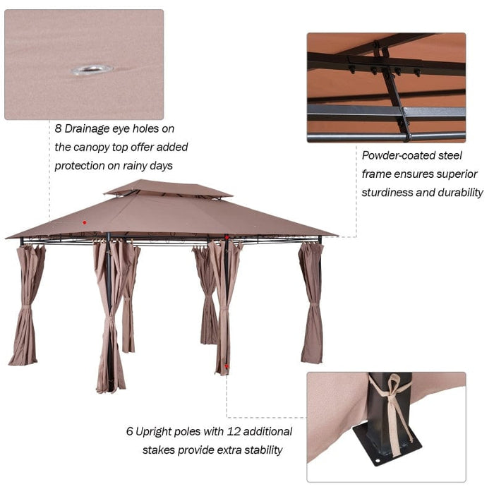 Outsunny 10' x 13' Outdoor Soft Top Gazebo Pergola with Curtains - 84C-050
