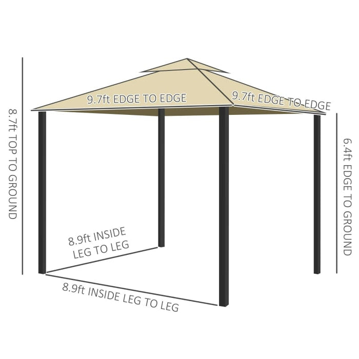 Outsunny 10' x 10' Patio Gazebo Outdoor Canopy Shelter - 84C-269BG