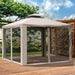 Outsunny 10’ x 10’ Gazebo with Netting Steel Fabric Outdoor Patio Pavilion Canopy Tent - 84C-133CG