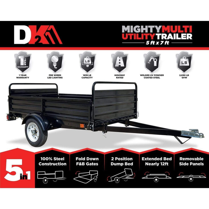 DK2 5FT X 7FT Single Axle Utility Trailer Kit, Black - MMT5X7