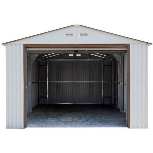 Duramax 12' x 20' Imperial Metal Garage Off White Brown 50931 - Backyard Provider