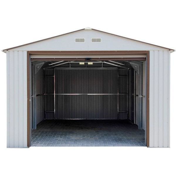 Duramax 12' x 26' Imperial Metal Garage Off White Brown 55131 - Backyard Provider