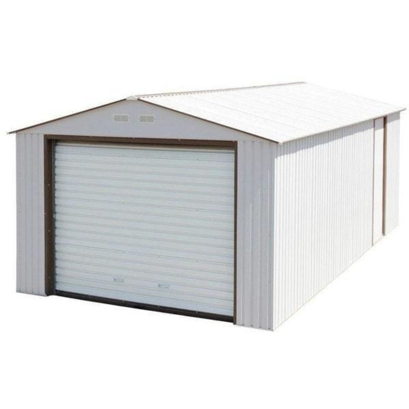 Duramax 12' x 26' Imperial Metal Garage Off White Brown 55131 - Backyard Provider