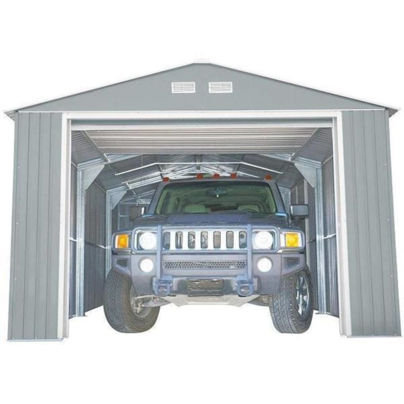 Duramax 12'x26' Imperial Metal Garage Light Gray w/Off White 55152 - Backyard Provider