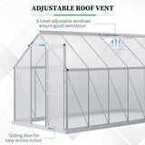 Outsunny 12' x 6' Aluminum Greenhouse, Polycarbonate Walk-in Garden Greenhouse - 845-540V02SR