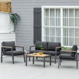 Outsunny 4 Piece Patio Furniture Set Aluminium Conversation Set -84B-783