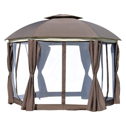 Outsunny 12' x 12' Round Outdoor Patio Gazebo Canopy - 84C-214BN