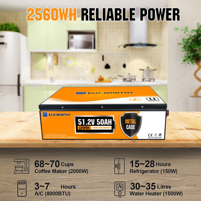 Eco-Worthy 48V 50Ah Stackable LiFePO4 Battery