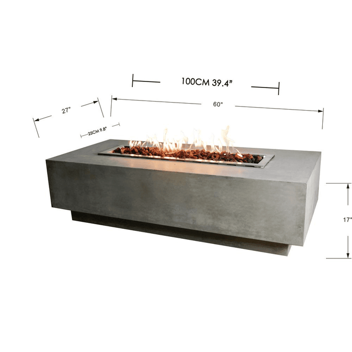 Elementi - Granville Rectangular Concrete Fire Pit Table OFG121