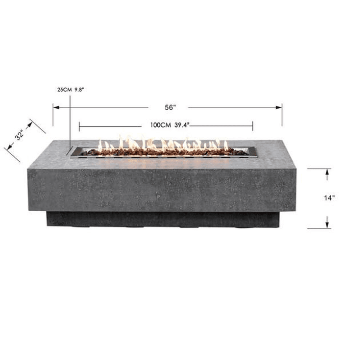 Elementi - Hampton Rectangle Concrete Fire Pit Table OFG139