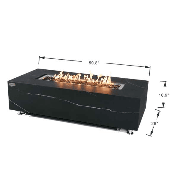 Elementi Plus Varna Marble Porcelain Fire Table OFP121BB