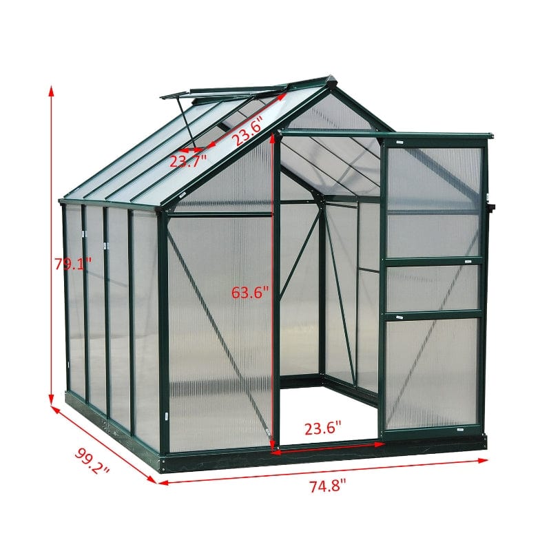 Outsunny 6' x 8' x 7' Polycarbonate Portable Walk-In Garden Greenhouse - 845-059