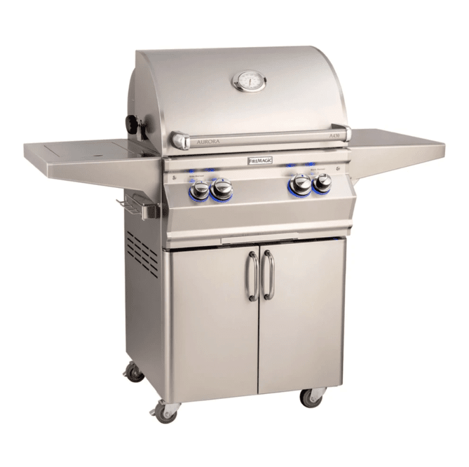 Fire Magic Aurora A430s 24-Inch Propane Gas Freestanding Grill w/ Flush Mounted Single Side Burner, Backburner, Rotisserie Kit and Analog Thermometer - A430S-8EAP-62 - Fire Magic Grills