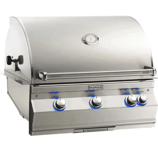 Fire Magic Aurora A660I 30-Inch Built-In Natural Gas Grill With One Infrared Burner, Rotisserie, And Analog Thermometer - A660I-8LAN - Fire Magic Grills