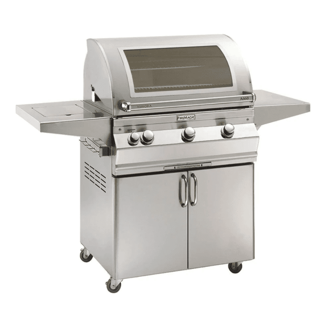 Fire Magic Aurora A660s 30-Inch Propane Gas Freestanding Grill w/ Flush Mounted Single Side Burner, Magic View Window and Analog Thermometer - A660S-7EAP-62-W - Fire Magic Grills