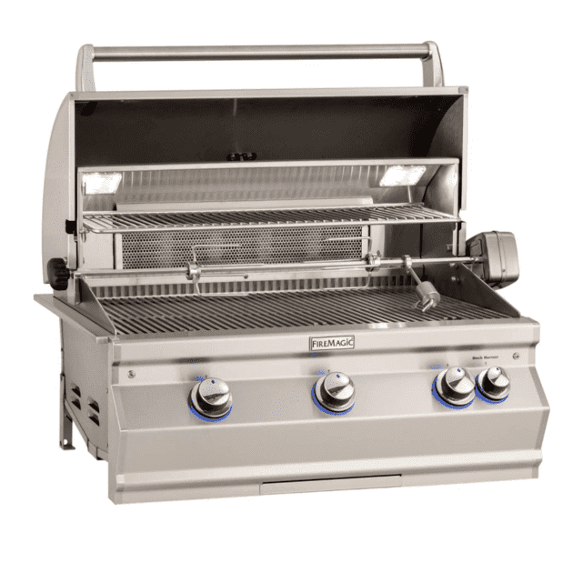 Fire Magic Aurora A660S 30-Inch Propane Gas Grill With One Infrared Burner, Rotisserie, Side Burner, And Analog Thermometer - A660S-8LAP-62 - Fire Magic Grills