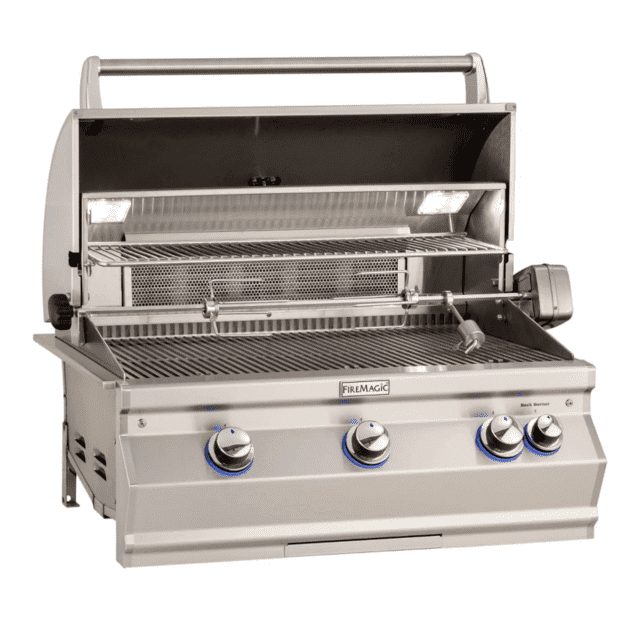 Fire Magic Aurora A790I 36-Inch Built-In Natural Gas Grill With Magic View Window, Rotisserie, And Analog Thermometer - A790I-8EAN-W
