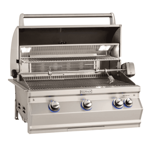 Fire Magic Aurora A790I 36-Inch Built-In Propane Gas Grill With Magic View Window, Rotisserie, And Analog Thermometer - A790I-8EAP-W