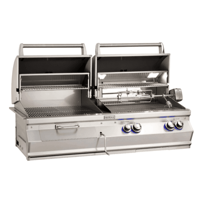 Fire Magic Aurora A830I 46-Inch Built-In Natural Gas & Charcoal Combo Grill With Rotisserie And Analog Thermometer - A830I-8EAN-CB - Fire Magic Grills