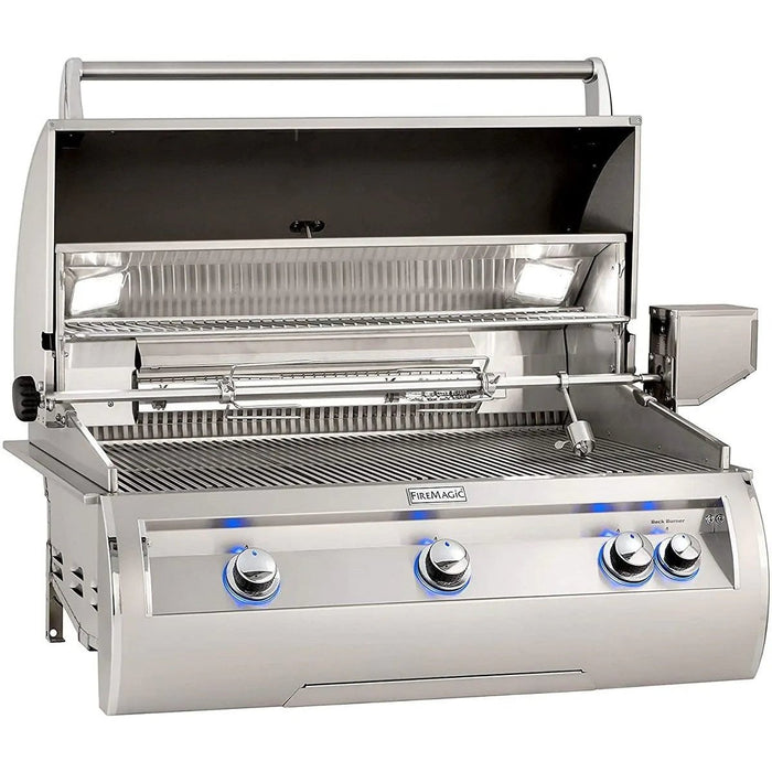 Fire Magic Echelon Diamond E790i 36" Natural Gas Built-In Grill w/ 1 Sear Burner, Backburner, Rotisserie Kit, and Analog Thermometer - E790I-8LAN