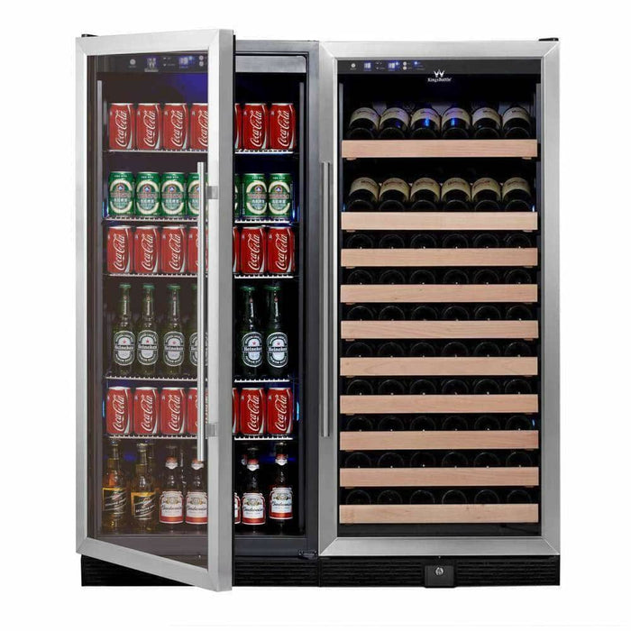 Kings Bottle 56" Upright Wine And Beverage Refrigerator Combo With Glass Door - KBU100BW2-SS