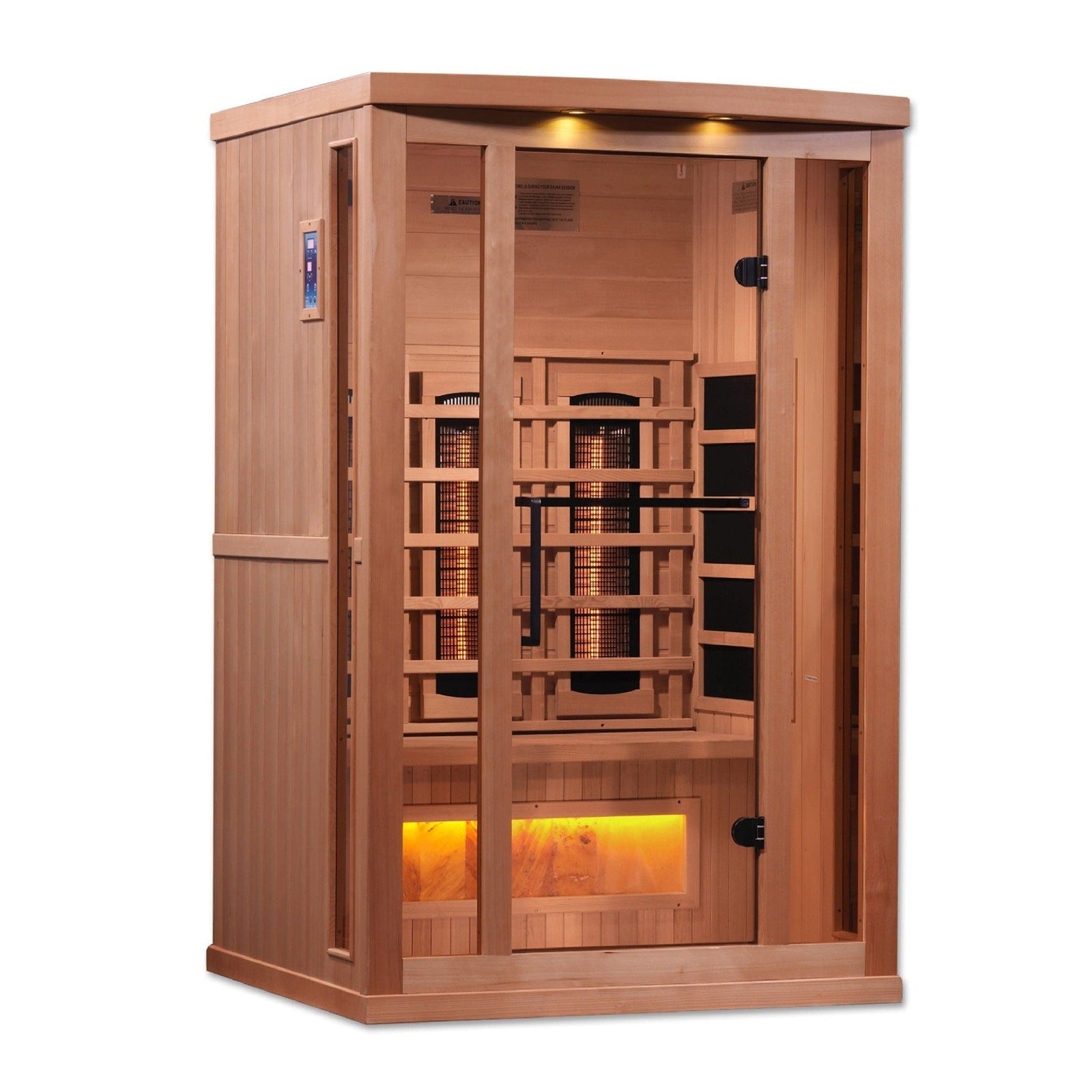 Golden Designs 2-Person Full Spectrum PureTech™ Near Zero EMF Infrared Sauna with Himalayan Salt Bar