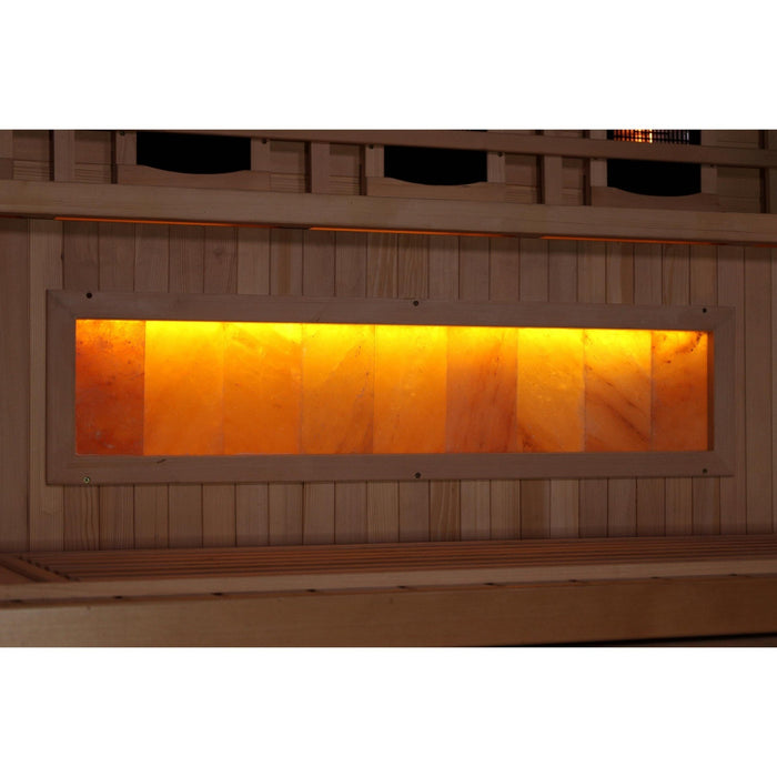 Golden Designs 2-Person Full Spectrum PureTech™ Near Zero EMF Infrared Sauna with Himalayan Salt Bar