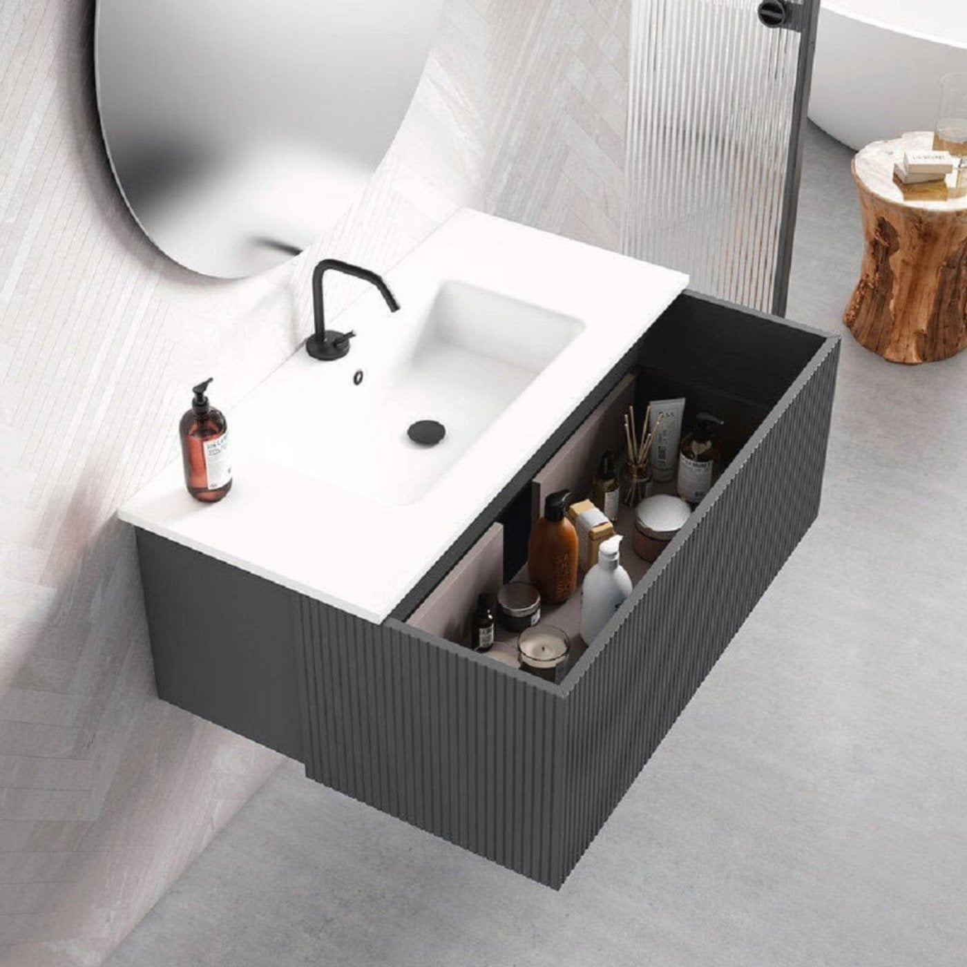 Lucena Bath 32" Bari Vanity, Matching Top, Vessel SinkCeramic Sink - Backyard Provider