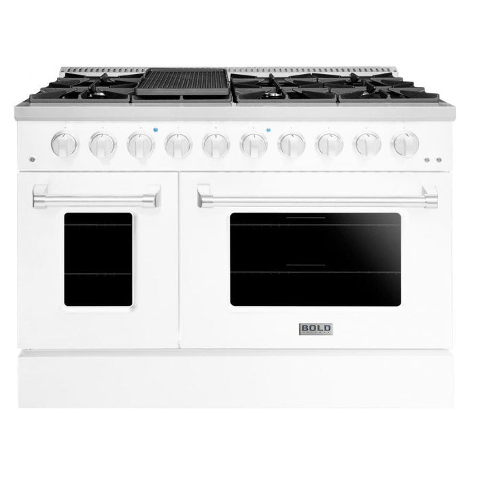 Hallman BOLD 48” 6.7 Cu.Ft. 8 Burner Freestanding Dual Fuel Range and Electric Oven - HBRDF48