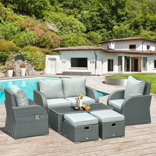 Outsunny 6-Piece Patio Furniture Sets Outdoor Wicker Sofa Set - 860-153