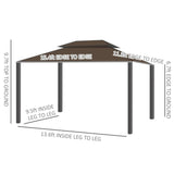 Outsunny 11x15 Hardtop Gazebo with Aluminum Frame, Polycarbonate Gazebo Canopy - 84C-268