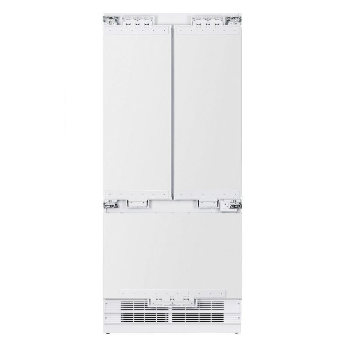 Hallman 36" Built-in French Door Refrigerator with 14 Cu.Ft. and Bottom Freezer 5.5 Cu.Ft. Contemporary European Design, Panel ready