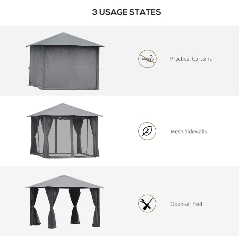 Outsunny Patio Gazebo 10' x 10' Outdoor Soft Top Canopy - 84C-164BK