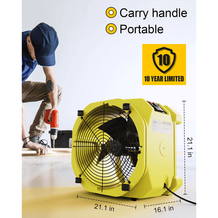 AlorAir Zeus Extreme Axial Fan High-velocity Air Mover 3000CFM - Zeus extreme -Yellow