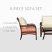 Outsunny 4-Piece Outdoor Wicker Sofa Set, Outdoor PE Rattan Conversation Furniture - 860-159CW