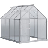 Outsunny 8' x 6' Aluminum Outdoor Greenhouse, Polycarbonate Walk-in Garden Greenhouse - 845-540V01SR