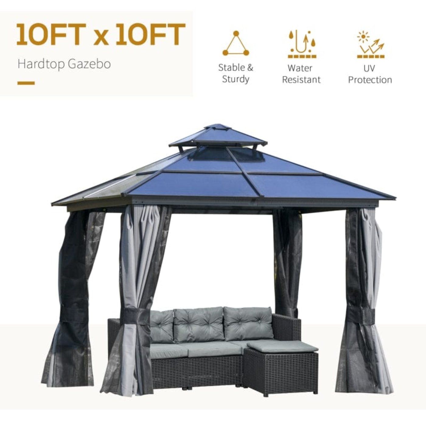 Outsunny 10x10 Hardtop Gazebo - 84C-215