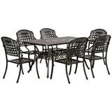 Outsunny 7-Piece Patio Dining Set, Cast Aluminum Outdoor Furniture Set - 84B-780