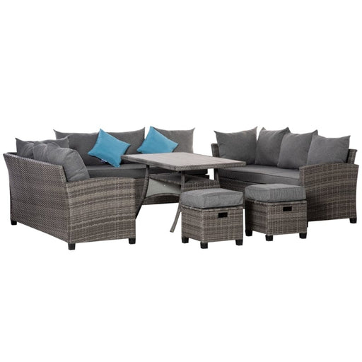 Outsunny 6 Piece Patio Wicker Conservatory Sofa Set - 860-193GY